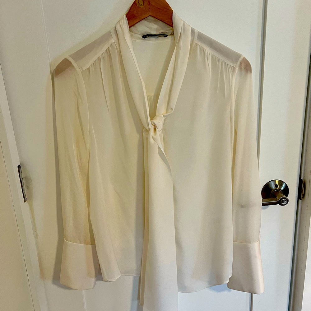 Alice and Olivia silk neck tie blouse !
